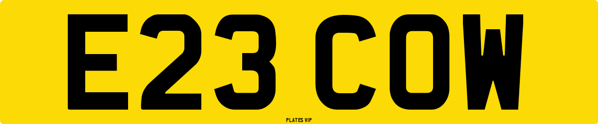 E23 COW Number Plate