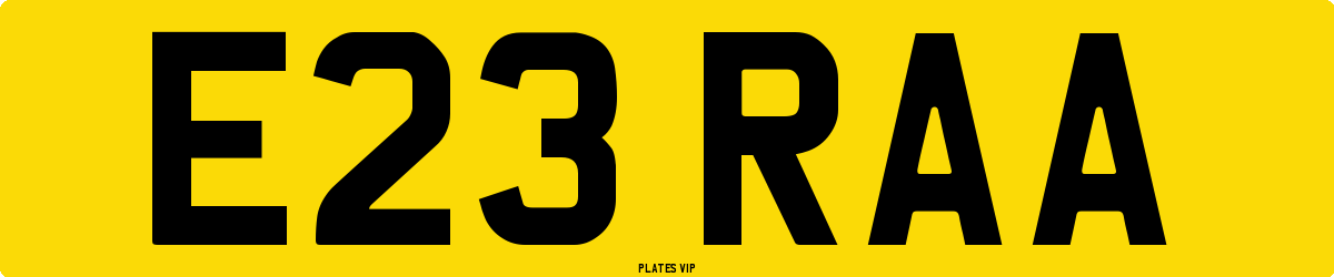 E23 RAA Number Plate