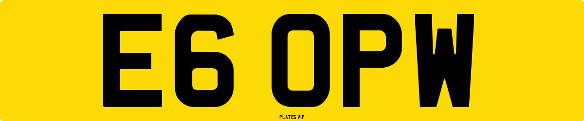 E6 OPW Number Plate