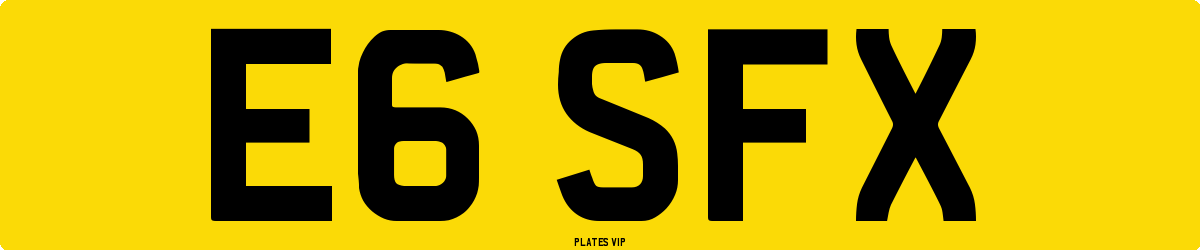 E6 SFX Number Plate