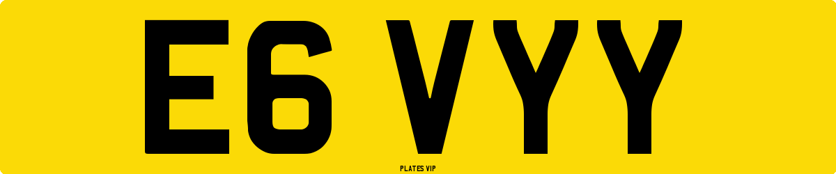 E6 VYY Number Plate