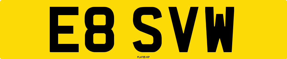 E8 SVW Number Plate