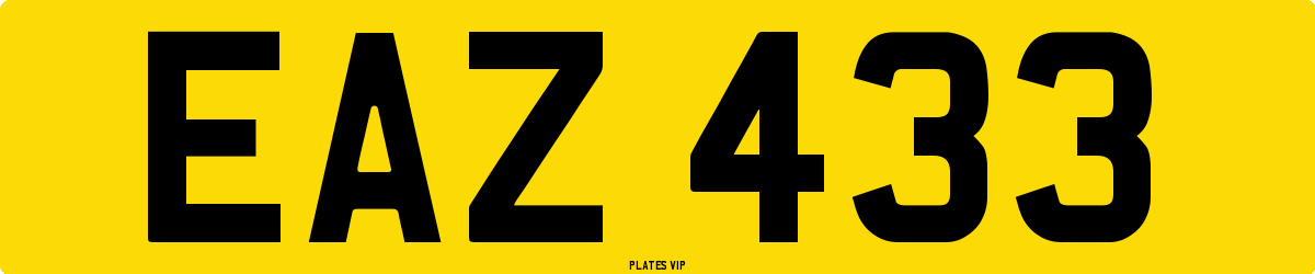 EAZ 433 Number Plate