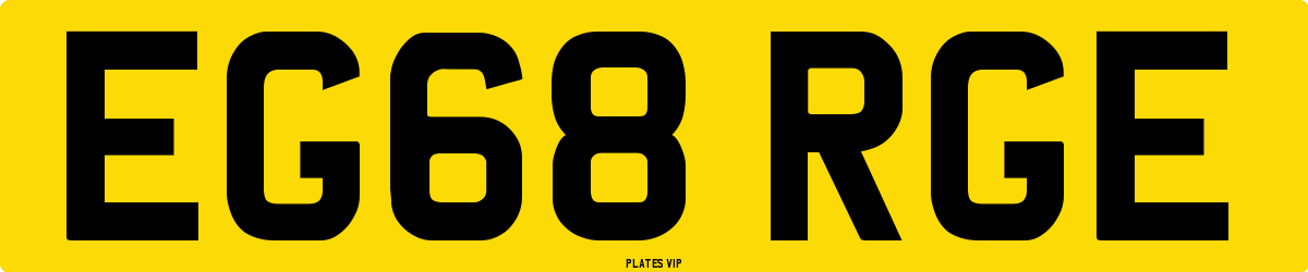 EG68 RGE Number Plate