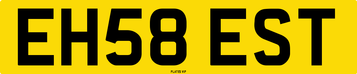 EH58 EST Number Plate