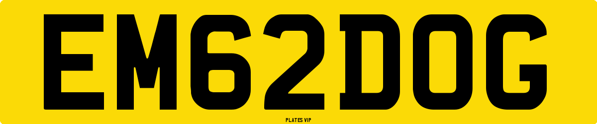 EM 62 DOG Number Plate