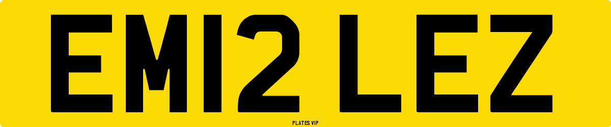 EM12 LEZ Number Plate