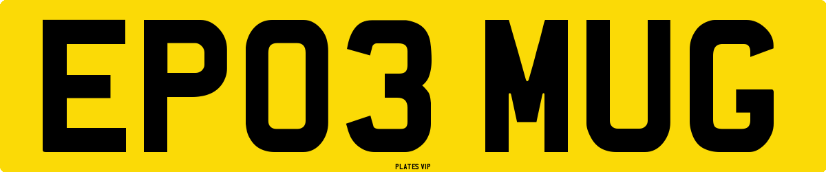 EP03 MUG Number Plate