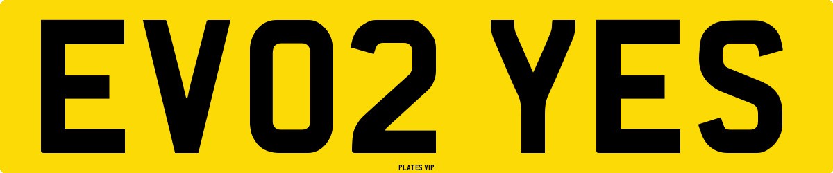 EV02 YES Number Plate