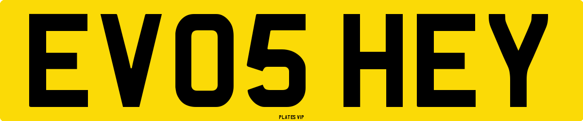 EV05 HEY Number Plate