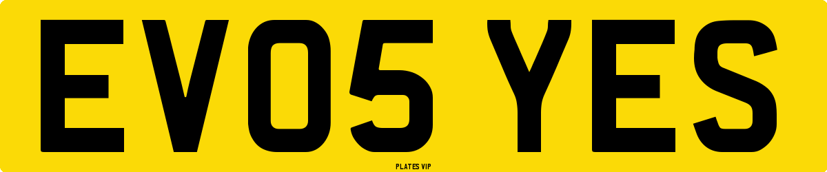 EV05 YES Number Plate