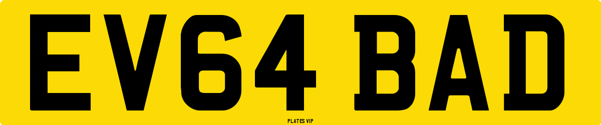 EV64 BAD Number Plate