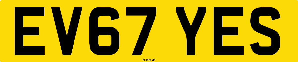 EV67 YES Number Plate