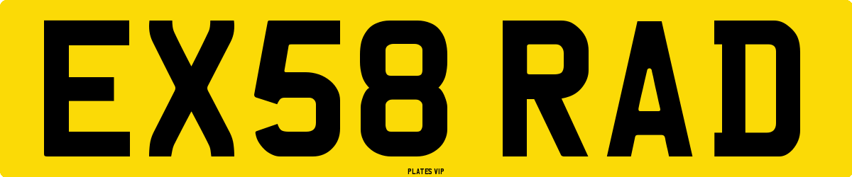 EX58 RAD Number Plate