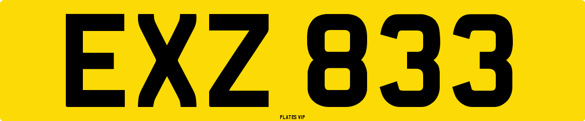 EXZ 833 Number Plate