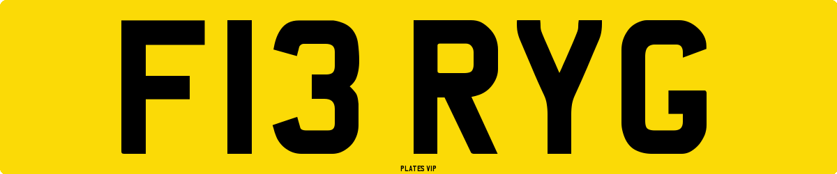 F13 RYG Number Plate