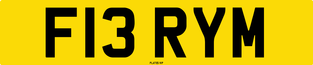 F13 RYM Number Plate