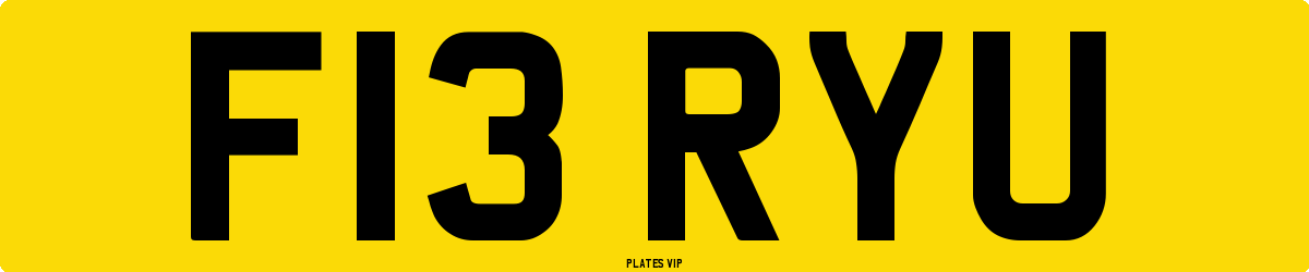 F13 RYU Number Plate