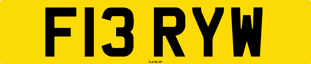 F13 RYW Number Plate
