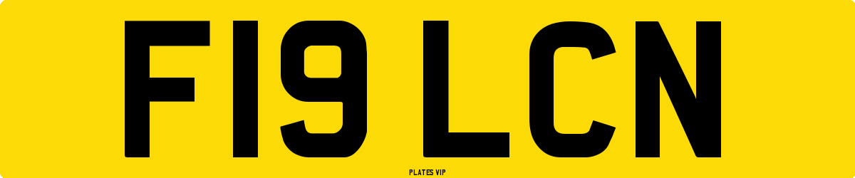 F19 LCN Number Plate