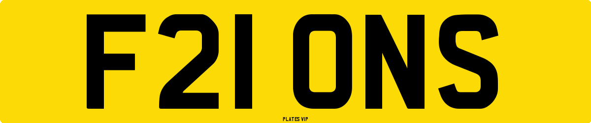 F21 ONS Number Plate