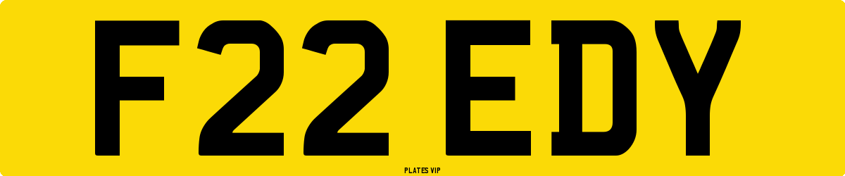 F22 EDY Number Plate