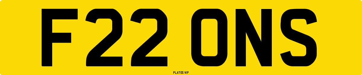 F22 ONS Number Plate