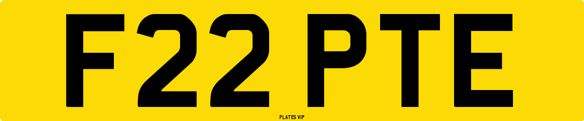 F22 PTE Number Plate