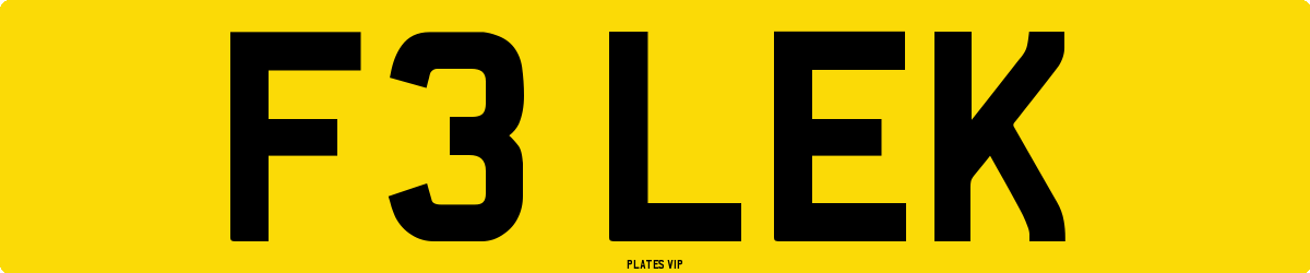 F3 LEK Number Plate