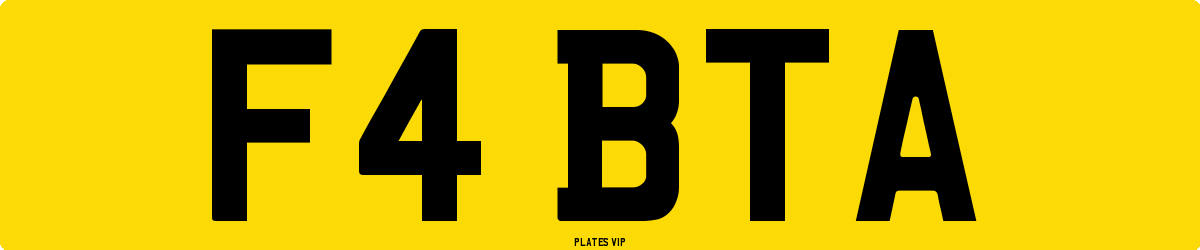 F4 BTA Number Plate