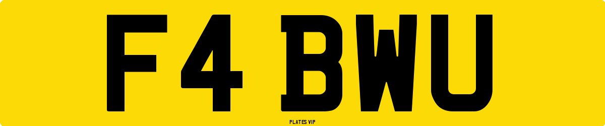 F4 BWU Number Plate