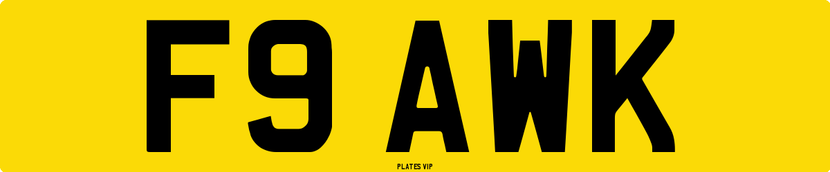 F9 AWK Number Plate