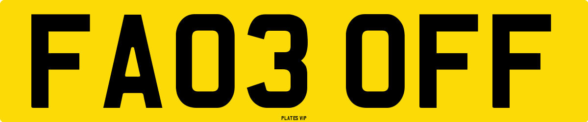 FA03 OFF Number Plate