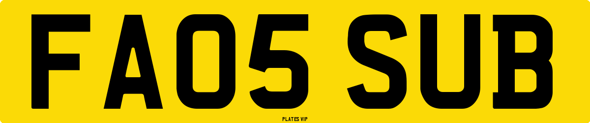 FA05 SUB Number Plate