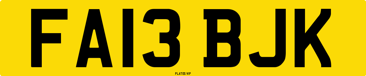 FA13 BJK Number Plate