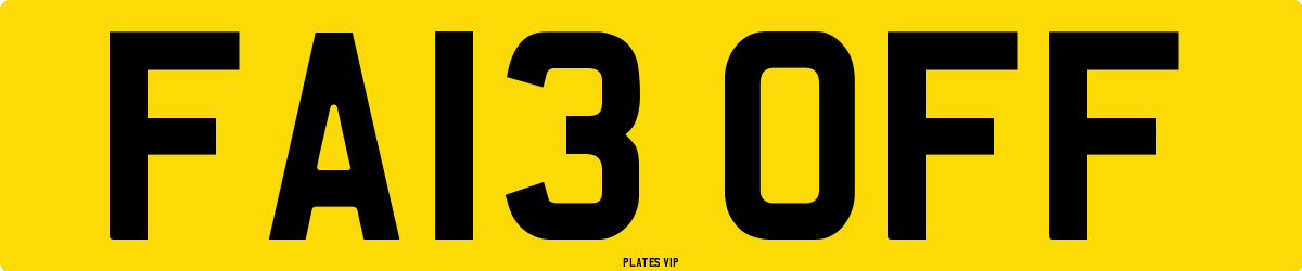 FA13 OFF Number Plate