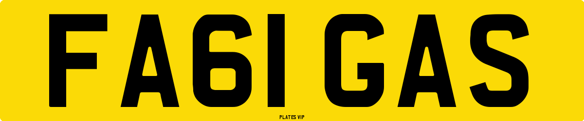 FA61 GAS Number Plate