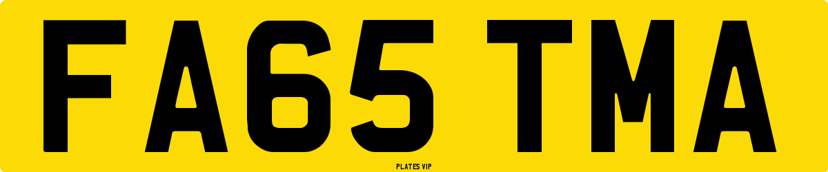 FA65 TMA Number Plate