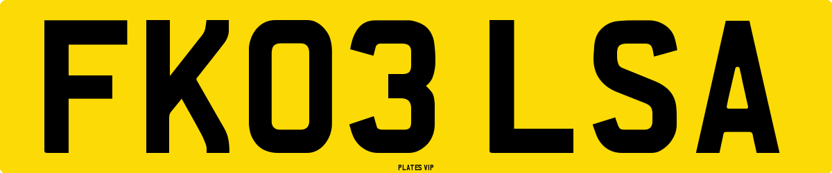 FK03 LSA Number Plate