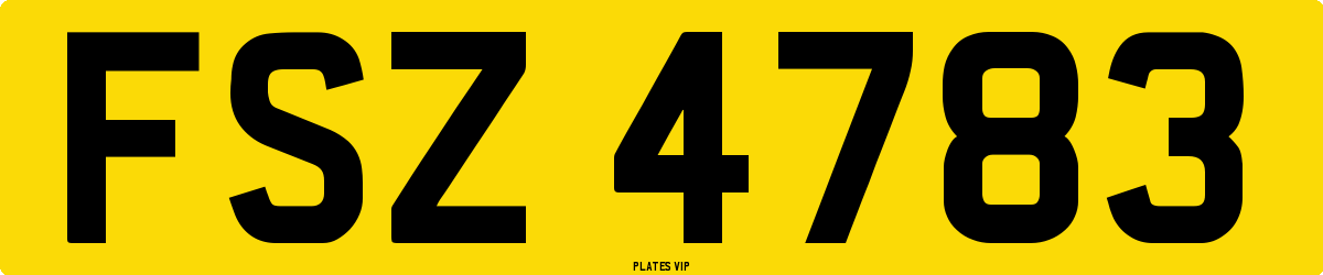 FSZ 4783 Number Plate