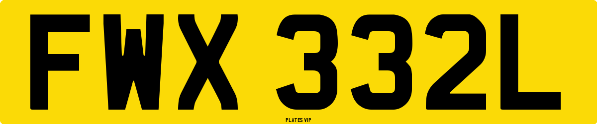 FWX 332L Number Plate