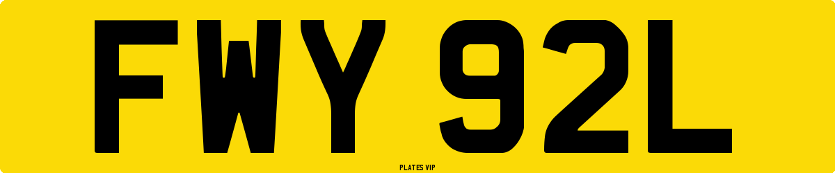 FWY 92L Number Plate
