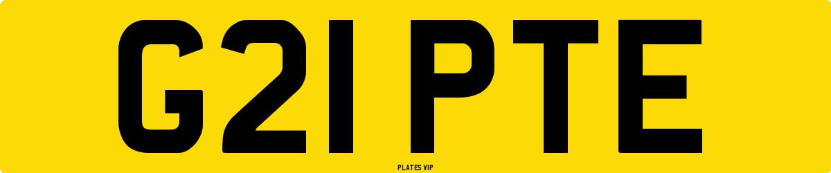G21 PTE Number Plate