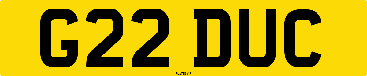 G22 DUC Number Plate