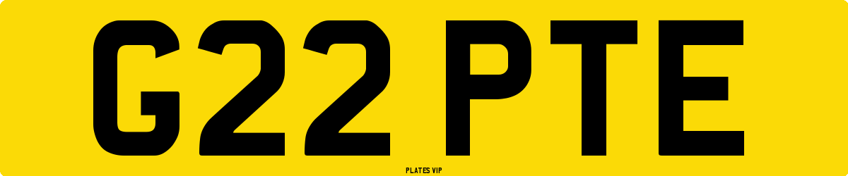 G22 PTE Number Plate