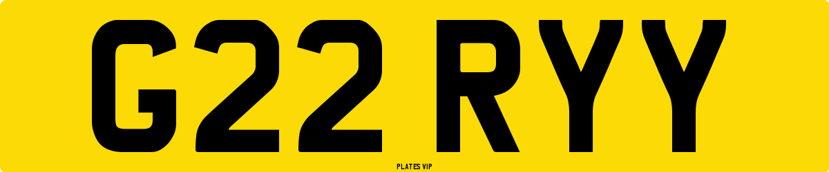 G22 RYY Number Plate
