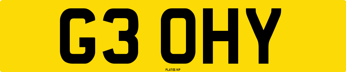G3 OHY Number Plate