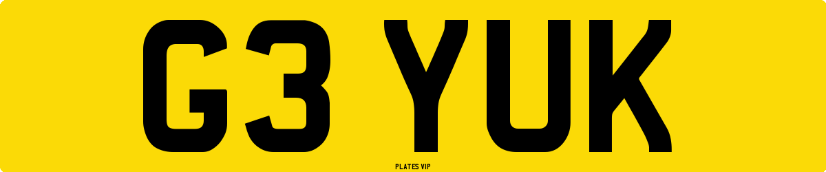 G3 YUK Number Plate