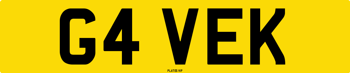G4 VEK Number Plate