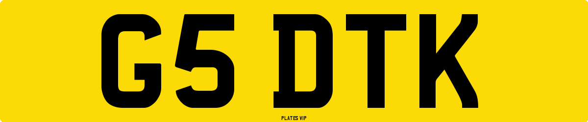 G5 DTK Number Plate